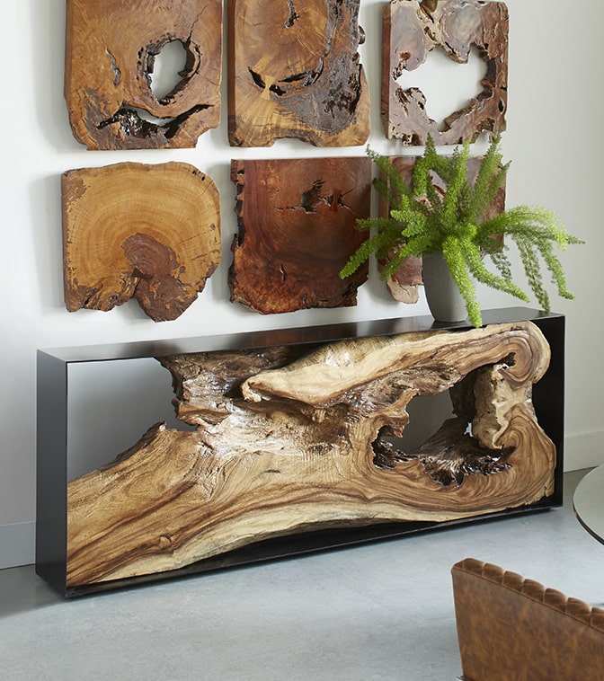 Iron Frame Wood Consoles